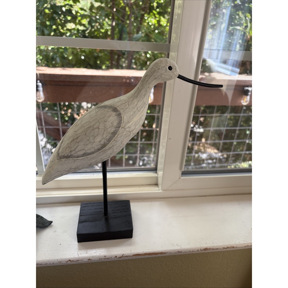 ELLE Decor Heavyweight White Wood Bird 12¼" Tall